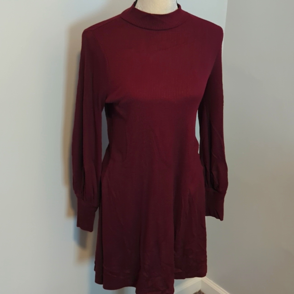 EXPRESS Ribbed Sweater Dress / Burgundy / Large